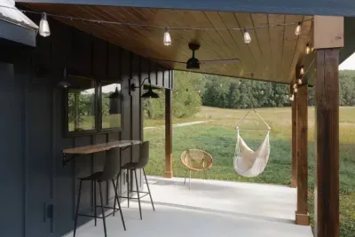 Relax on the patio around the fire pit, rest in the swing chair, or enjoy some outdoor dining