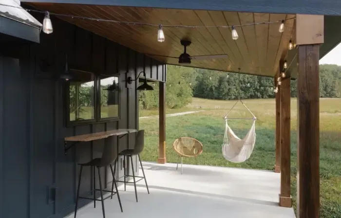 Relax on the patio around the fire pit, rest in the swing chair, or enjoy some outdoor dining
