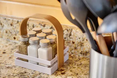 Kitchen Essentials: Enjoy culinary adventures with a stylish spice rack and modern utensils!