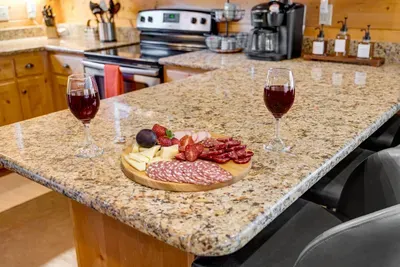 Kitchen Paradise: Bring your own Savor gourmet treats and wine at this spacious, stylish culinary hub!