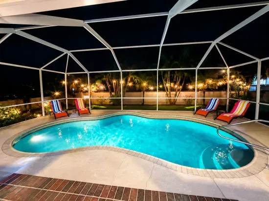 Take a nighttime dip in the glowing, string-lit pool for a completely different kind of evening swim.
