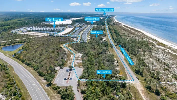 Overhead view of Port Escape and the Windmark community.