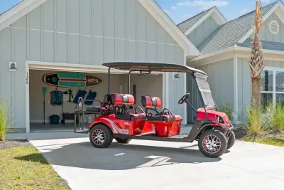 Enjoy the 6 seater golf cart with your rental.  
