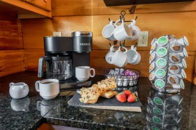 Fully stocked coffee and tea bar!