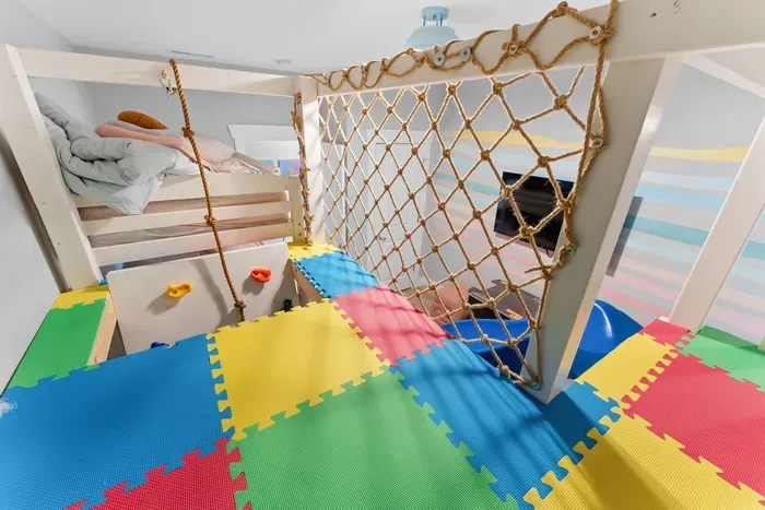 Who can you see coming into the play area from up here?