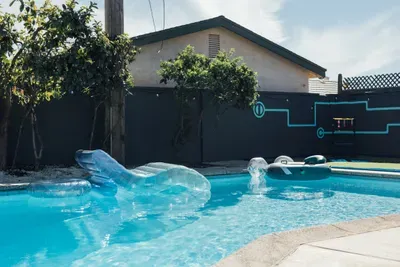 Sparkling private pool perfect for relaxing, swimming, and enjoying a refreshing dip any time of day.