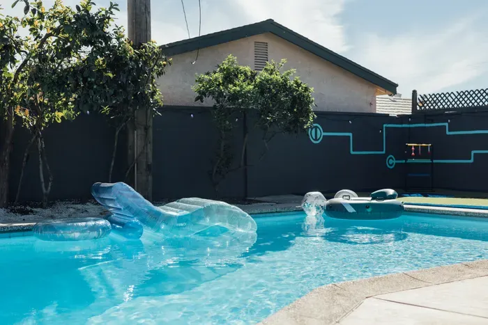 Sparkling private pool perfect for relaxing, swimming, and enjoying a refreshing dip any time of day.