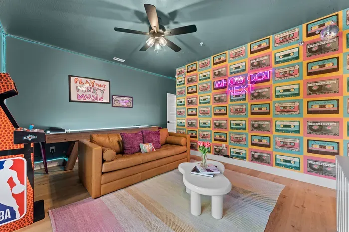 Packed with games, vibrant lights, and space for the whole crew to play. 🌈🕹️