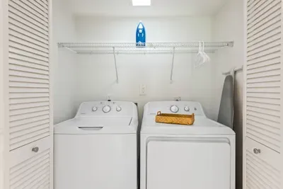 Convenience at your fingertips!  Our washer and dryer, complete with starter laundry pods and dryer sheets, makes cleaning clothes a breeze during your stay!