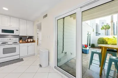 A bright and thoughtfully designed kitchen space made for easy, comfortable use.