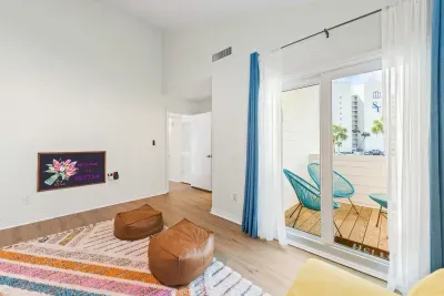 Bunk bedroom with direct balcony access.