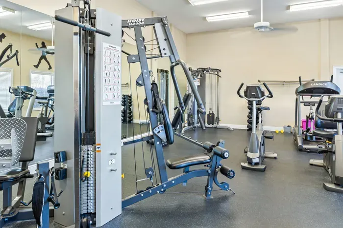 A well-equipped fitness space designed to keep your routine on track while traveling.