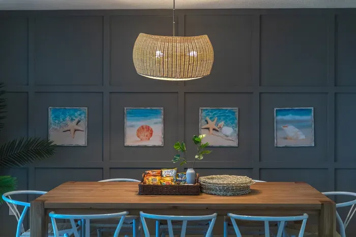 Dining area thoughtfully designed for group meals and conversation.