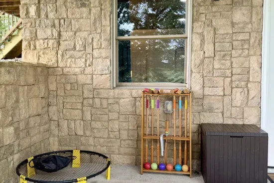 Enjoy croquet and Spikeball on the lower patio.