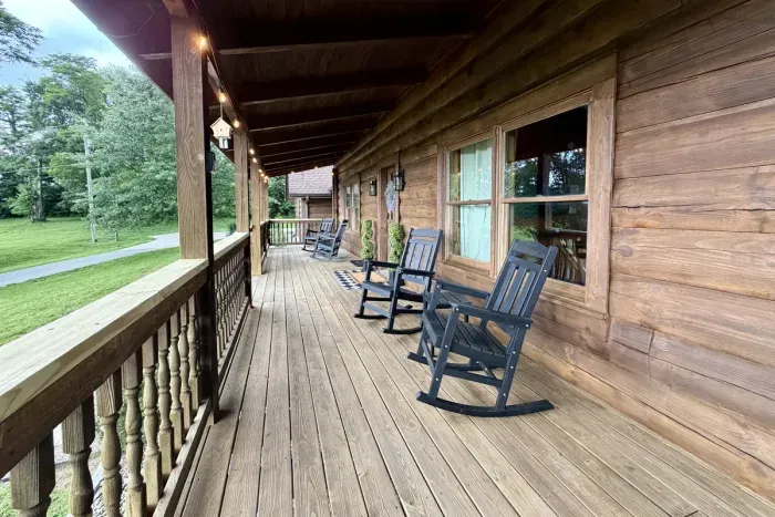 Sip coffee in the rocking chairs and enjoy the peaceful front porch.