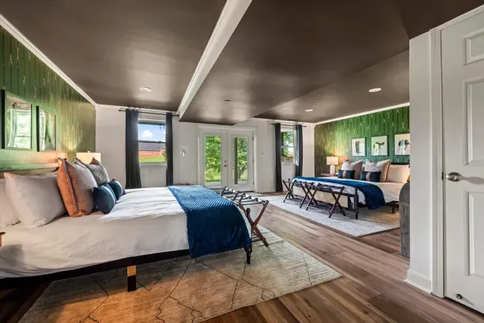 Perfect for groups—basement bedroom with two king beds.