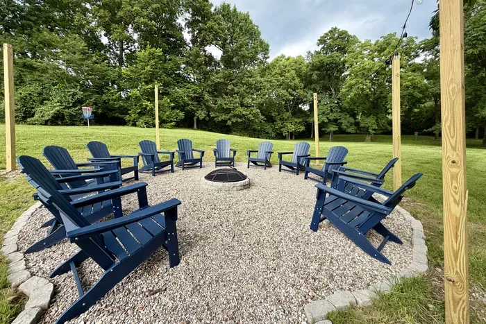 Relax by the fire pit under the stars with music and great company.