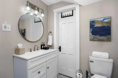 This is bathroom is shared by the king bedroom and the double queen on the 2nd floor