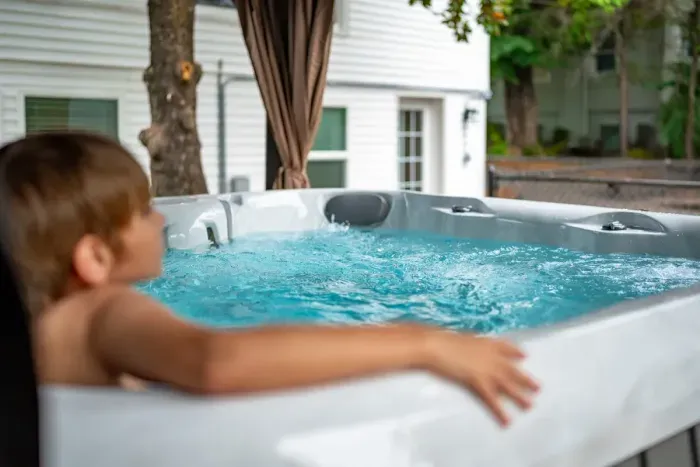 Everyone enjoys the hot tub