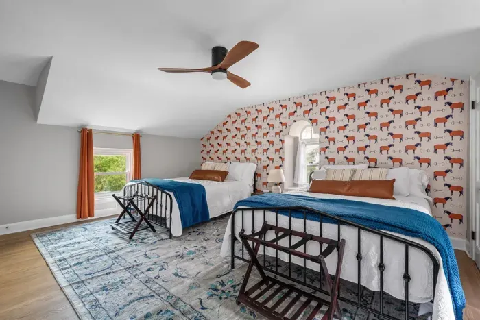 The queen bedroom is located on the 2nd floor