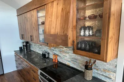 Brand new custom kitchen with quartzite counters that are almost as beautiful as the view outside those windows. The appliances are all new. This induction stovetop heats up cookware on contact.