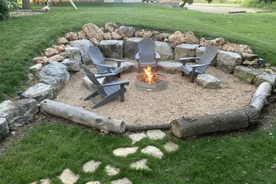 Families and friends love this private fire-pit on the edge of the woods. Perfect place to sit and roast a marshmallow or a hot dog. You bring the marshmallows and we will provide the rest!