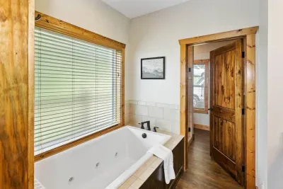 Spacious bathroom with a soaking tub!
