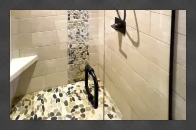 Perfect tile shower for speed or lingering!