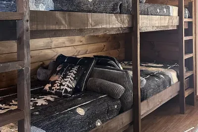 This bunkroom is so fun.  Sleeps 8 on full-size beds.