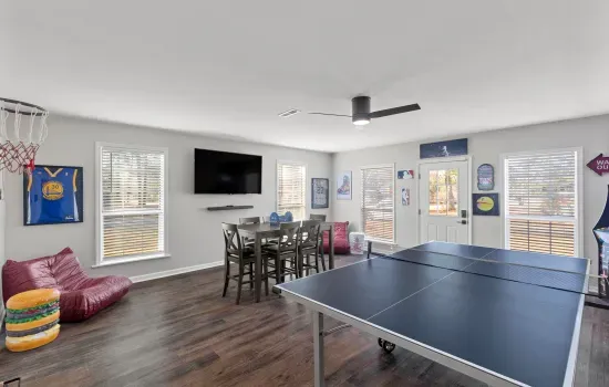 If you aren't playing , there are two comfy chairs to just enjoy the fun.