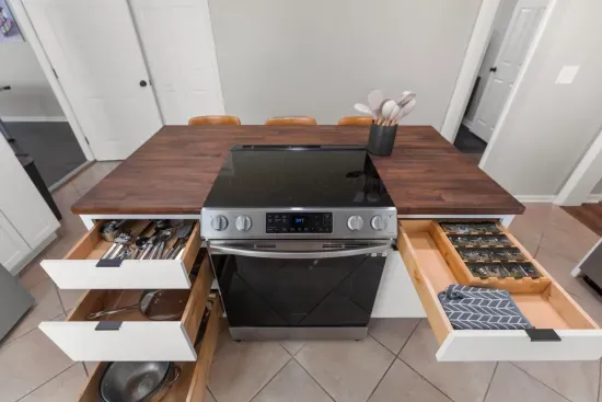 The kitchen is fully stocked to make meal prep easier.
