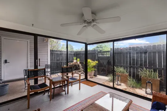 The relaxing glass patio ares is a a favorite of our guests.