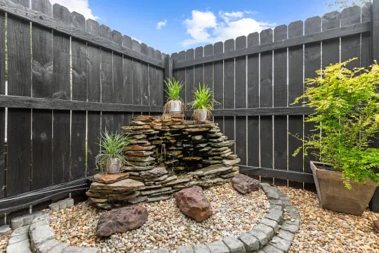 The water feature offers a relaxing touch
