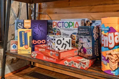 We provide loads of board games for everyone to enjoy during their cabin stay.