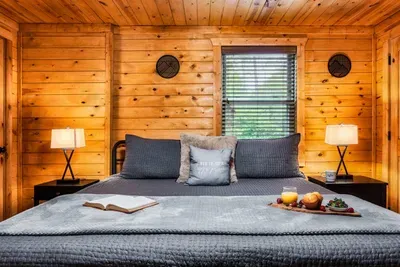 Gorgeous primary suite with comfortable, king, memory foam bed and an ensuite bathroom.