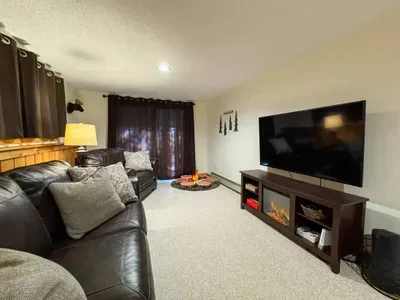 Cozy living room with huge TV