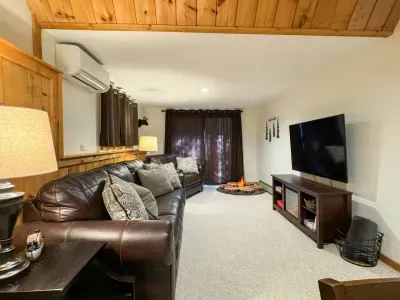 Cozy living room with huge TV