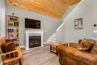 Gas fireplace is easy to use and keeps you cozy on cold evenings! Enjoy the flat screen TV with a roku box that will let you login to your Netflix/Hulu accounts etc. There is also standard Spectrum cable service.