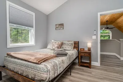 This is the 2nd bedroom upstairs with a queen bed.