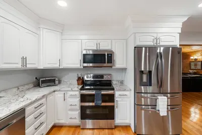 A clean, modern kitchen stocked and ready for your stay.