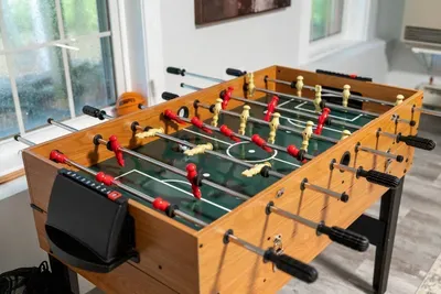 Challenge your crew to a friendly foosball match.