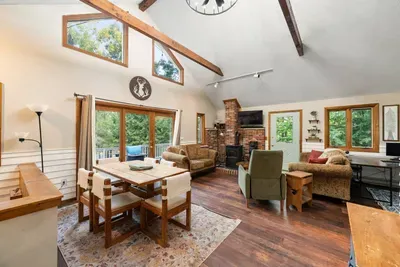 Cozy dining area with a view.