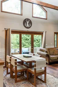 Cozy dining area with a view.