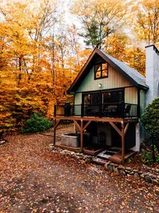 Front area - deck, hot tub, grilling area and fire pit