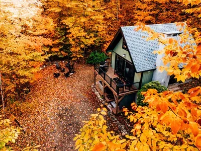 Front area - deck, hot tub, grilling area and fire pit