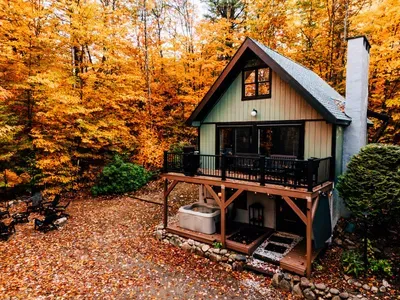 Front area - deck, hot tub, grilling area and fire pit