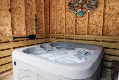 Private indoor hot tub area.