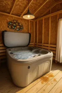 Private indoor hot tub area.