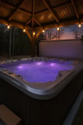Your nighttime retreat—hot tub included.