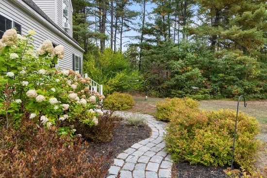 Lush, landscaped path to the home.